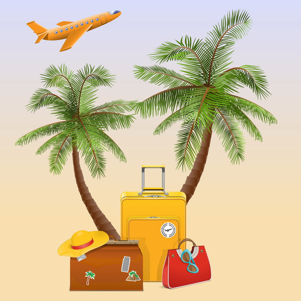 Vector Travel Concept with Palm - Wektor, obraz