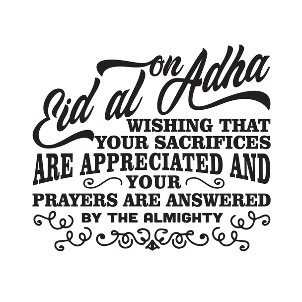 Citations de l'Aïd Al-Adha et disant bon pour T-shirt. Sur l'Aïd Al-Adha souhaitant que vos sacrifices soient appréciés. - Photo, image