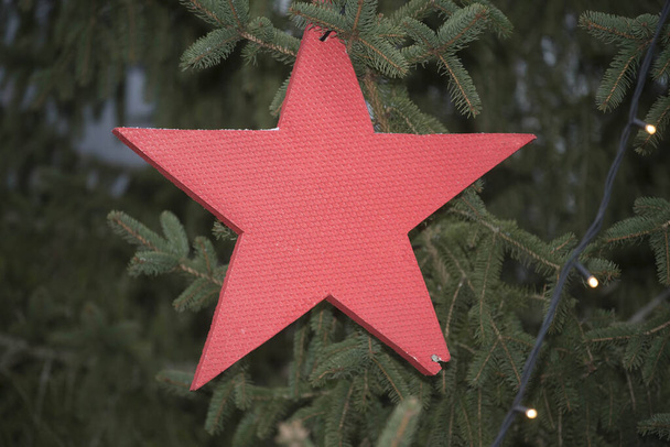 une étoile de Noël comme décoration de Noël traditionnelle en période des fêtes - Photo, image