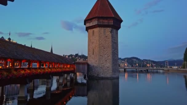 Lucerne kápolna híd és víztorony - Felvétel, videó