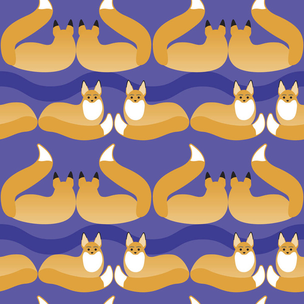 Seamless pattern with a fox. Vector stock illustration for design. Flat endless pattern. Fox lies, baby texture for printing. Seamless pattern with animal, fox like wallpaper - Vector, Image
