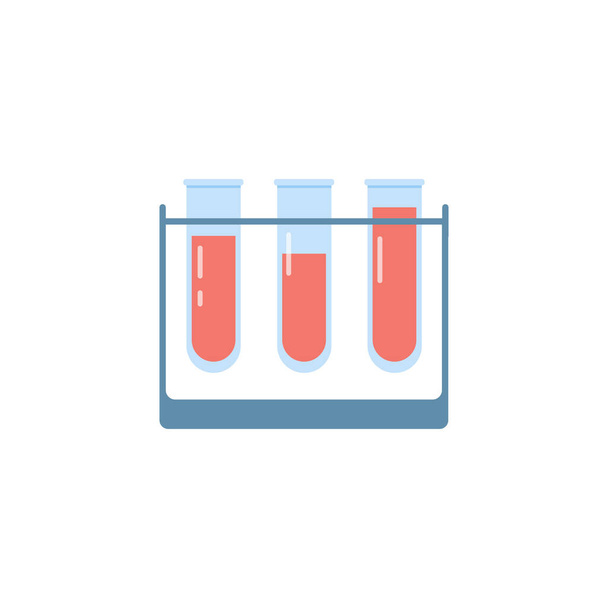 Medical test tubes with blood components. Collection of blood for testing for viruses. Vector illustration in flat style isolated on a white background - Διάνυσμα, εικόνα