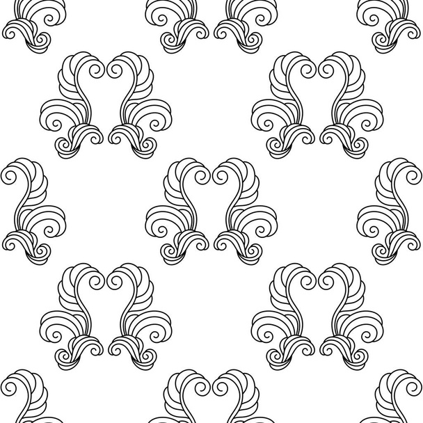 Abstract seamless hand-drawn vintage pattern with decorative elements. Retro stylish background. Vector Illustration of luxury. Black and white - Vektori, kuva