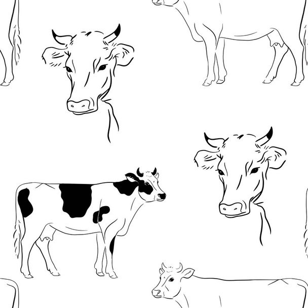 Векторный рисунок красивого силуэта коровы. - Вектор,изображение