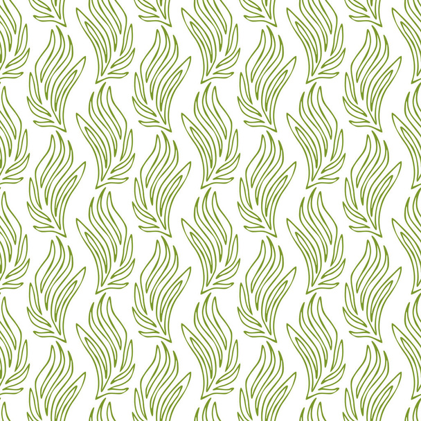 Leaves seamless pattern. Seasonal textile design. Nature pattern with green leaves ornament - Vettoriali, immagini