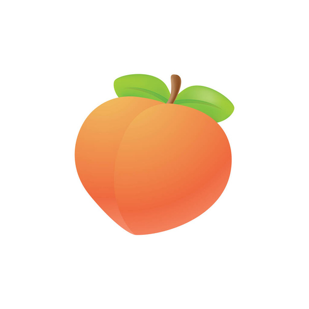 Ícone de pêssego em um estilo de desenho animado, emoji de frutas suculentas isolado no fundo branco. - Vetor, Imagem