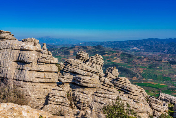 The rocks unique shape is due to erosion that occurred 150 million years ago during the Jurassic age, when the whole mountain was under sea water. Torcal de Antequera - Photo, Image
