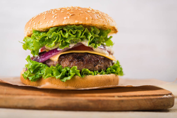 closeup of fresh tasty burgers - Foto, imagen