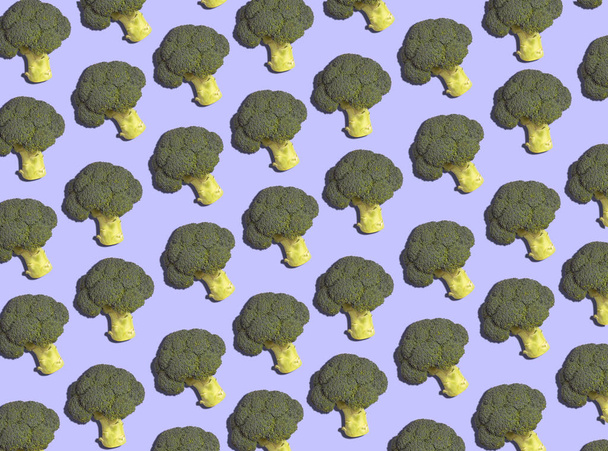 Graphic Background Pattern Of Broccoli Against Purple Background - Φωτογραφία, εικόνα