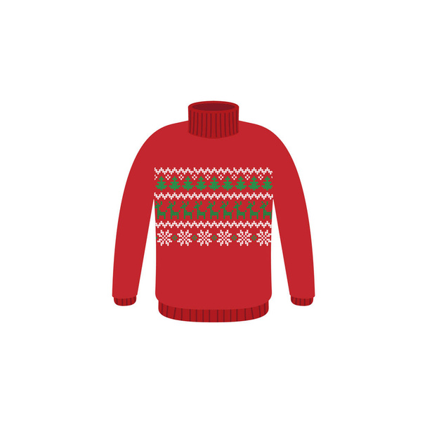 クリスマスパーティーのためのベクトル醜いセーター。冬のパターンのespを持つニットジャンパー - ベクター画像