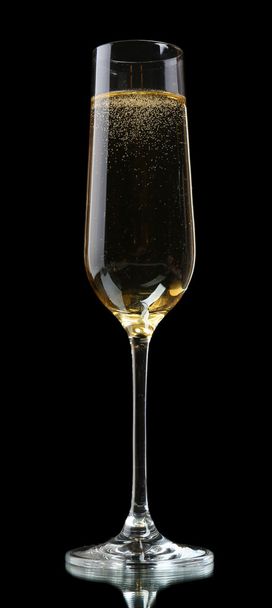 Glass of champagne, on black background - Photo, Image