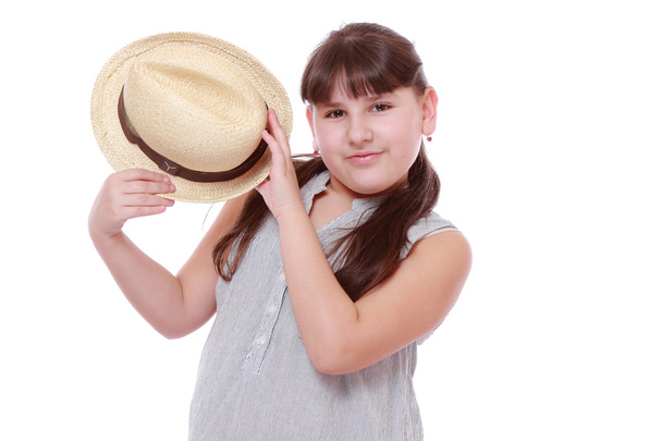 Girl with straw hat - Fotó, kép