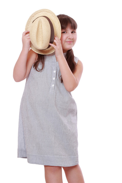Girl with straw hat - Φωτογραφία, εικόνα