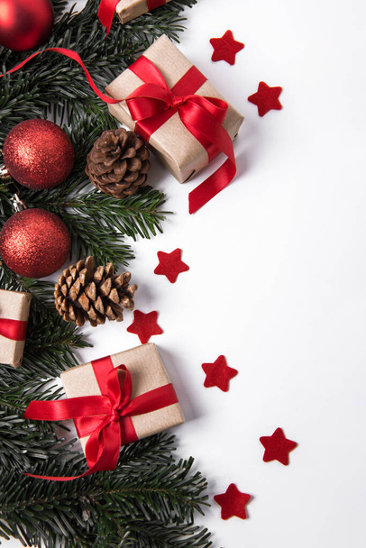 Beautiful Christmas background with presents and decorations - Zdjęcie, obraz