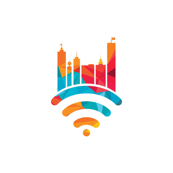 Smart city tech vector logo design. City Internet logo design concept. - Vector, Image