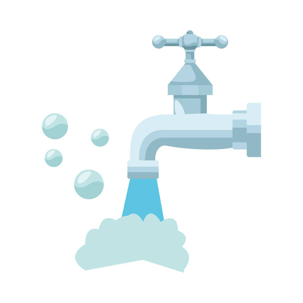 robinet d'eau robinet ouvert icône isolée - Vecteur, image