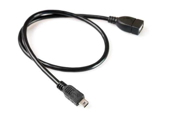 USB Data & Power Kabel geïsoleerd op witte achtergrond. Close-up - Foto, afbeelding
