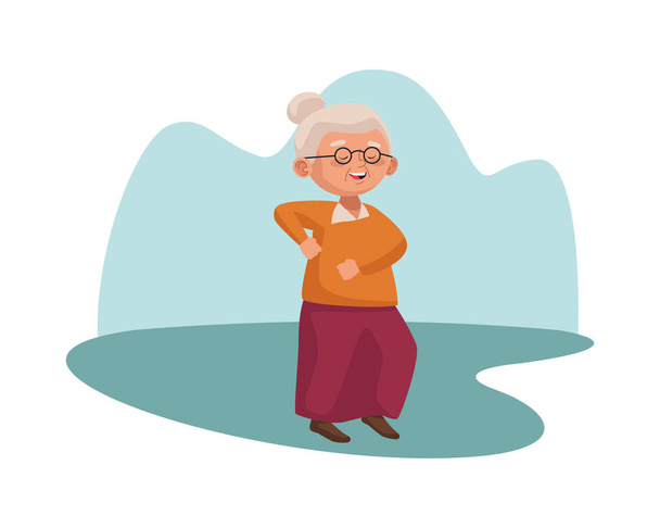 cute old woman dancing character - Vector, Image