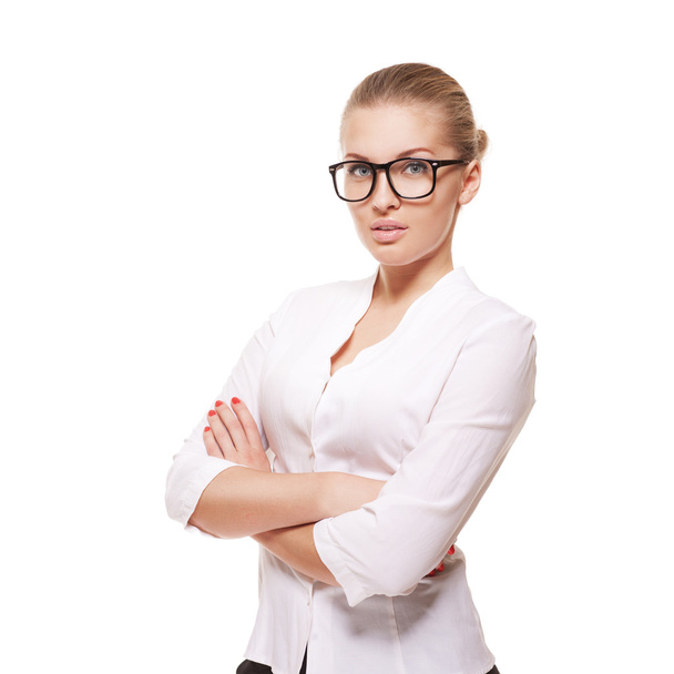 Business woman isolated over white background - Photo, image