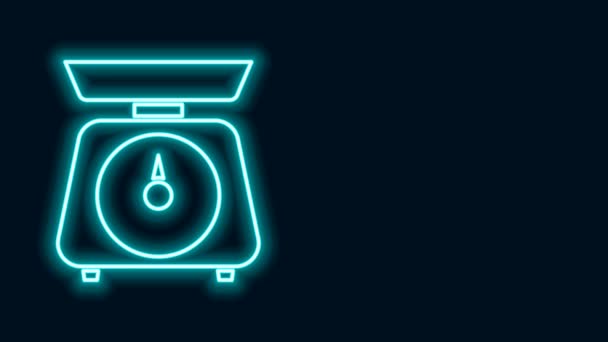 Świecąca neonowa ikona Łuski odizolowana na czarnym tle. Urządzenia do pomiaru wagi. 4K Animacja graficzna ruchu wideo - Materiał filmowy, wideo