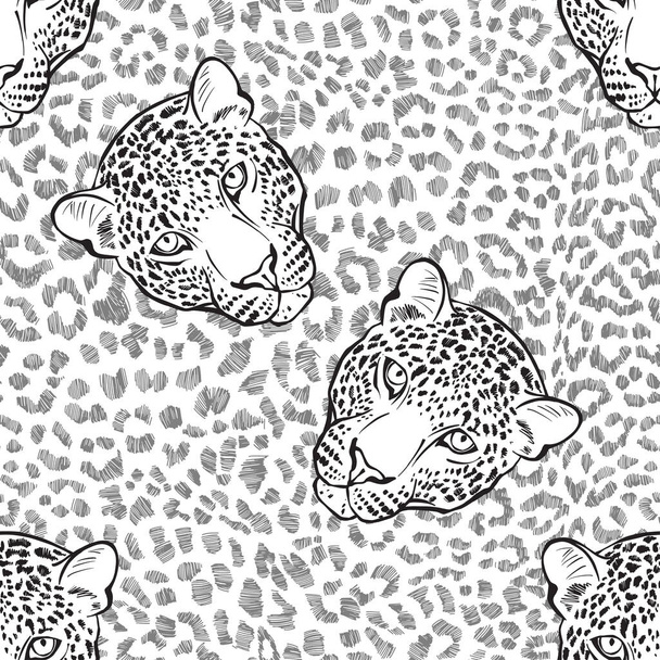 Leopard pattern design, vector illustration background.Monochrome. Leopard  pattern texture repeating seamless stylish background. - Vecteur, image