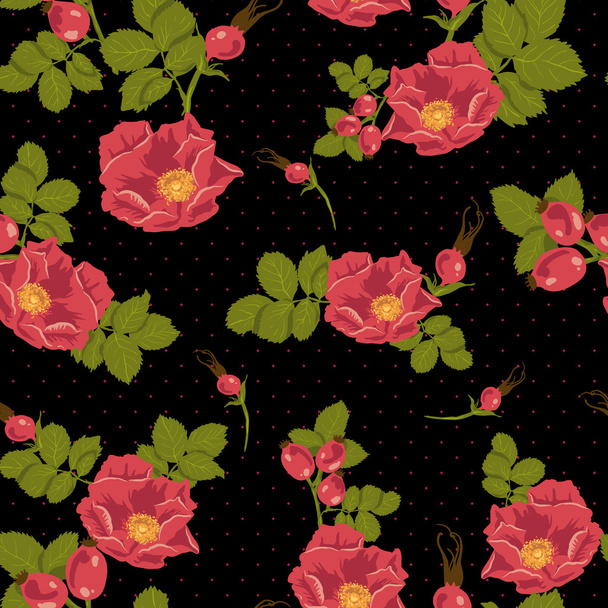 Безшовний квітковий орнамент з дикою трояндою
 - Вектор, зображення