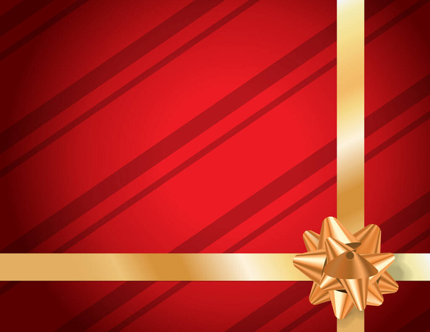 Un regalo di Natale avvolgente sfondo di carta con un fiocco d'oro e nastro illustrazione. - Vettoriali, immagini