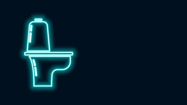Glowing neon line Toilet bowl icon isolated on black background. 4K Video motion graphic animation - Footage, Video