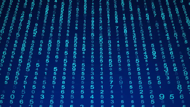Digital background blue matrix. Matrix background. Binary computer code. Hacker coding concept. 3D rendering. - Photo, Image