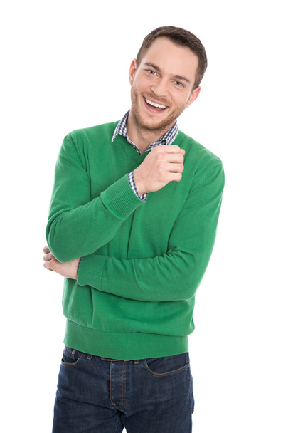 Isolated attractive smiling academic on white background. - Φωτογραφία, εικόνα