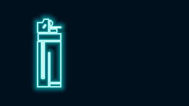 Светящаяся неоновая линия Иконка Зажигалки изолирована на черном фоне. Видеографическая анимация 4K - Кадры, видео
