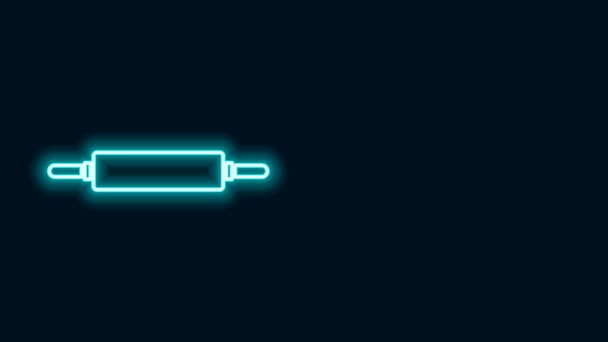 Žhnoucí neonová čára Ikona válečku izolovaná na černém pozadí. Grafická animace pohybu videa 4K - Záběry, video