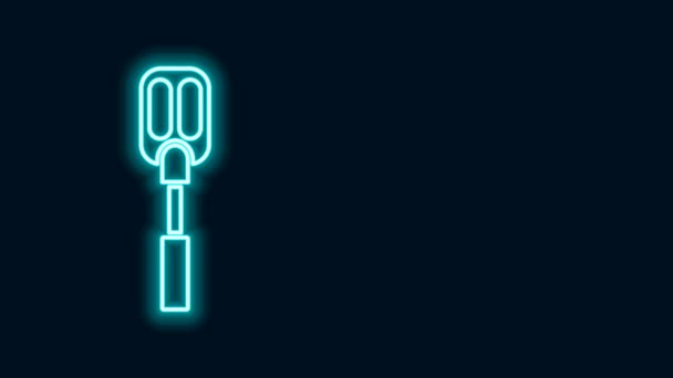 Leuchtende Leuchtschrift Spatel-Symbol isoliert auf schwarzem Hintergrund. Küchenspachtel-Symbol. Grillspachtel-Schild. Grill und Grillwerkzeug. 4K Video Motion Grafik Animation - Filmmaterial, Video