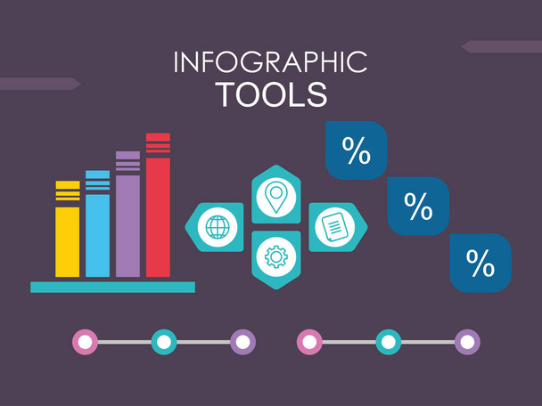 infografische elementen ontwerp met business gerelateerde pictogrammen en grafische bars grafiek - Vector, afbeelding