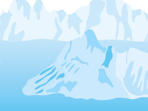 漫画のベクトル図北極海の氷の風景とアイスバーグ屋外シーン - ベクター画像