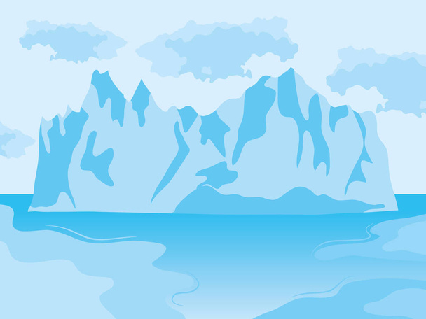 Denizde yüzen buzdağı, renkli tasarım. - Vektör, Görsel