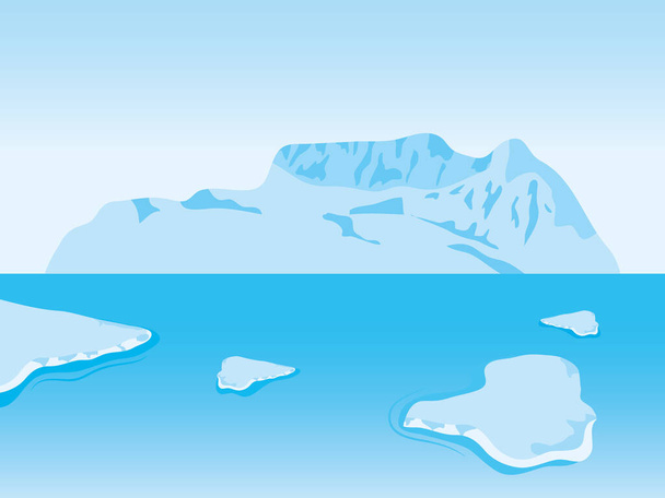 paisaje polar con icebergs - Vector, Imagen