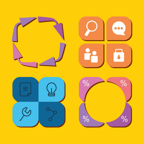 icono conjunto de elementos de infografía, diseño colorido - Vector, imagen