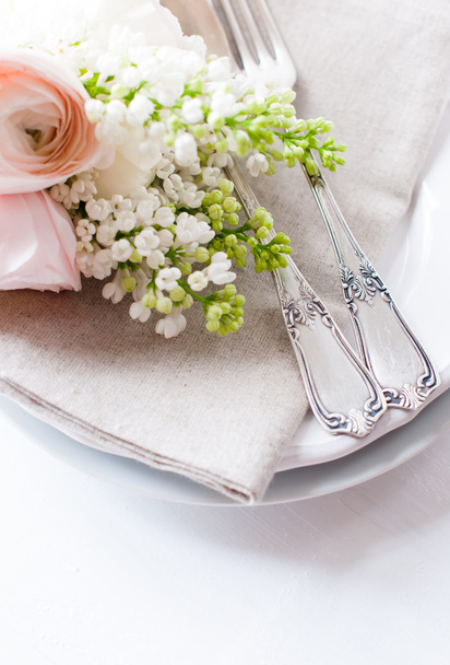 bruiloft elegante eettafel instelling  - Foto, afbeelding