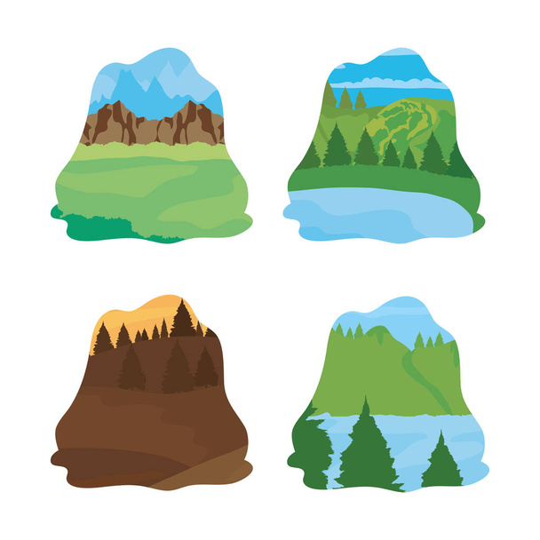 nature landscape icon set, colorful design - Vector, imagen
