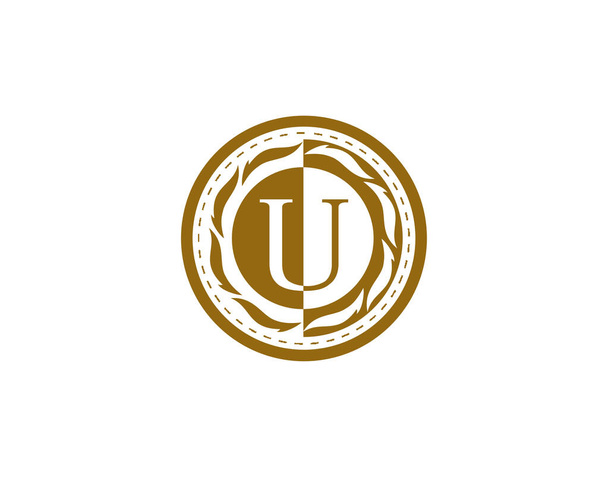 List do Królewskiej Odznaki Logo U. Luksusowy złoty emblemat kaligraficzny z piękną klasyczną ozdobą kwiatową. Klasyczna konstrukcja ramy Wektor ilustracji. - Zdjęcie, obraz