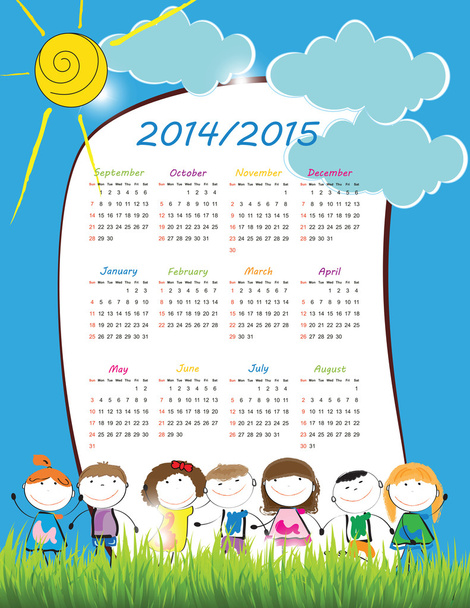 Schulkalender - Vektor, Bild