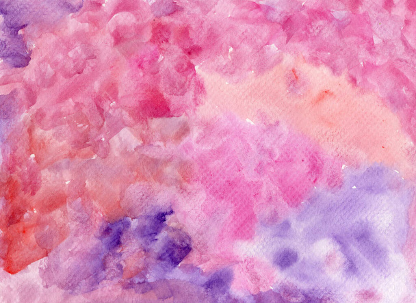 Abstract background of watercolor on paper texture, hand painted in pink and purple - Valokuva, kuva