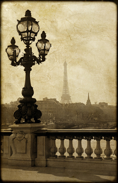 Lamppost on the bridge of Alexandre III in Paris, France - Photo, Image