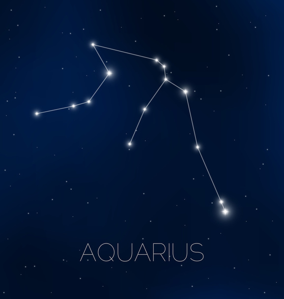 Aquarius constellation in night sky - Διάνυσμα, εικόνα