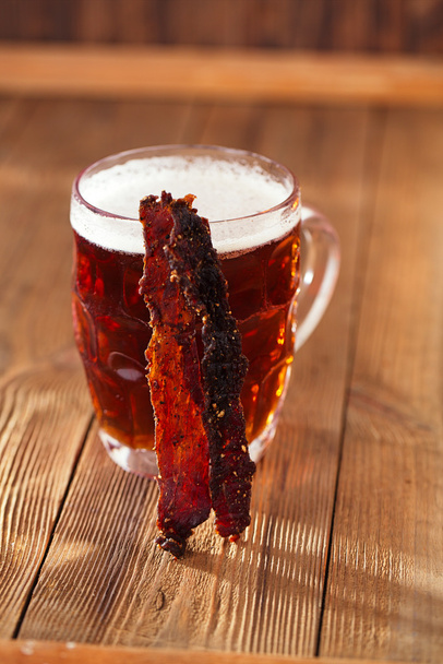 Jerky beef with beer - Photo, Image