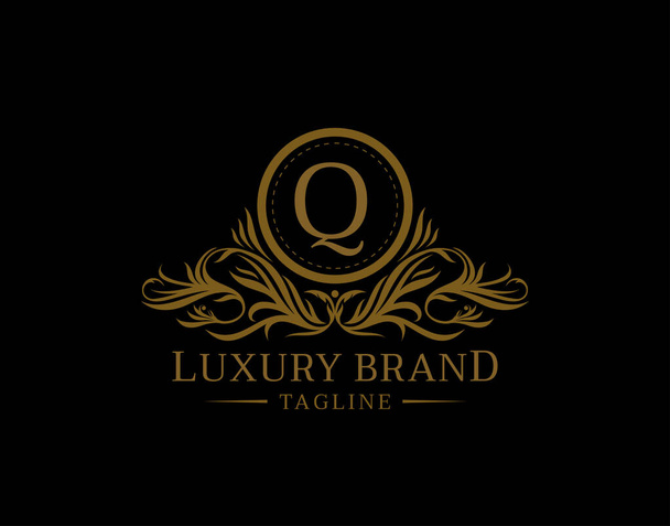 Vintage Monogram Q Letter Vintage Logo template perfect voor Restaurant, Royalty, Boutique, Cafe, Hotel, Heraldische, Jewelry, Fashion en andere vector illustratie - Vector, afbeelding