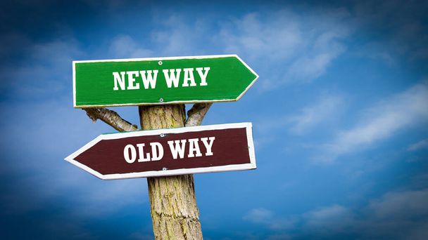 Strada firmare la direzione Wy a New Way vs Old Way - Foto, immagini