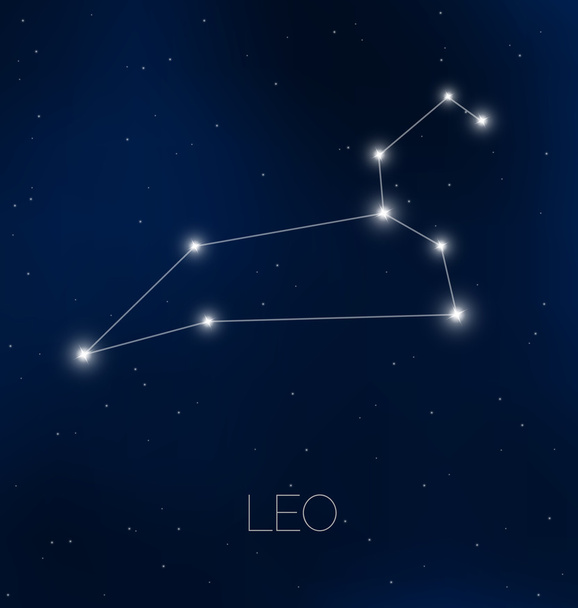 Leo constellation in night sky - Vector, imagen