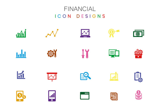 colorful financial icons, great design, in vector - Vector, Image